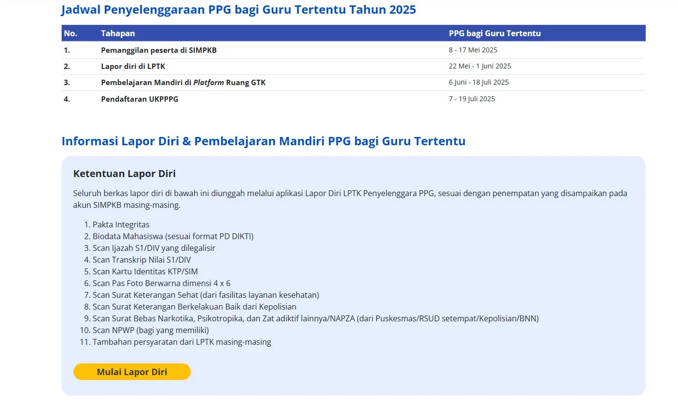 Jadwal PPG Guru Tertentu